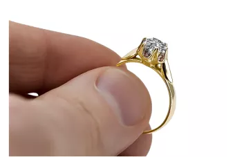 Циркон 14K жълто злато Пръстен Винтидж vrc122y